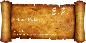 Erber Patrik névjegykártya